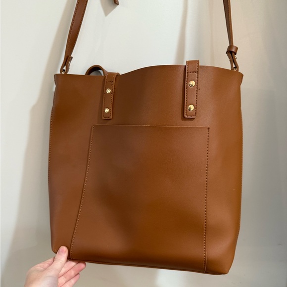 Henny & Lev Handbags - Elegant Brown Vegan Leather Tote Bag